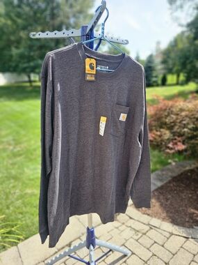 Carhartt Men's Long-Sleeve Pocket Tee — Charcoal Gray